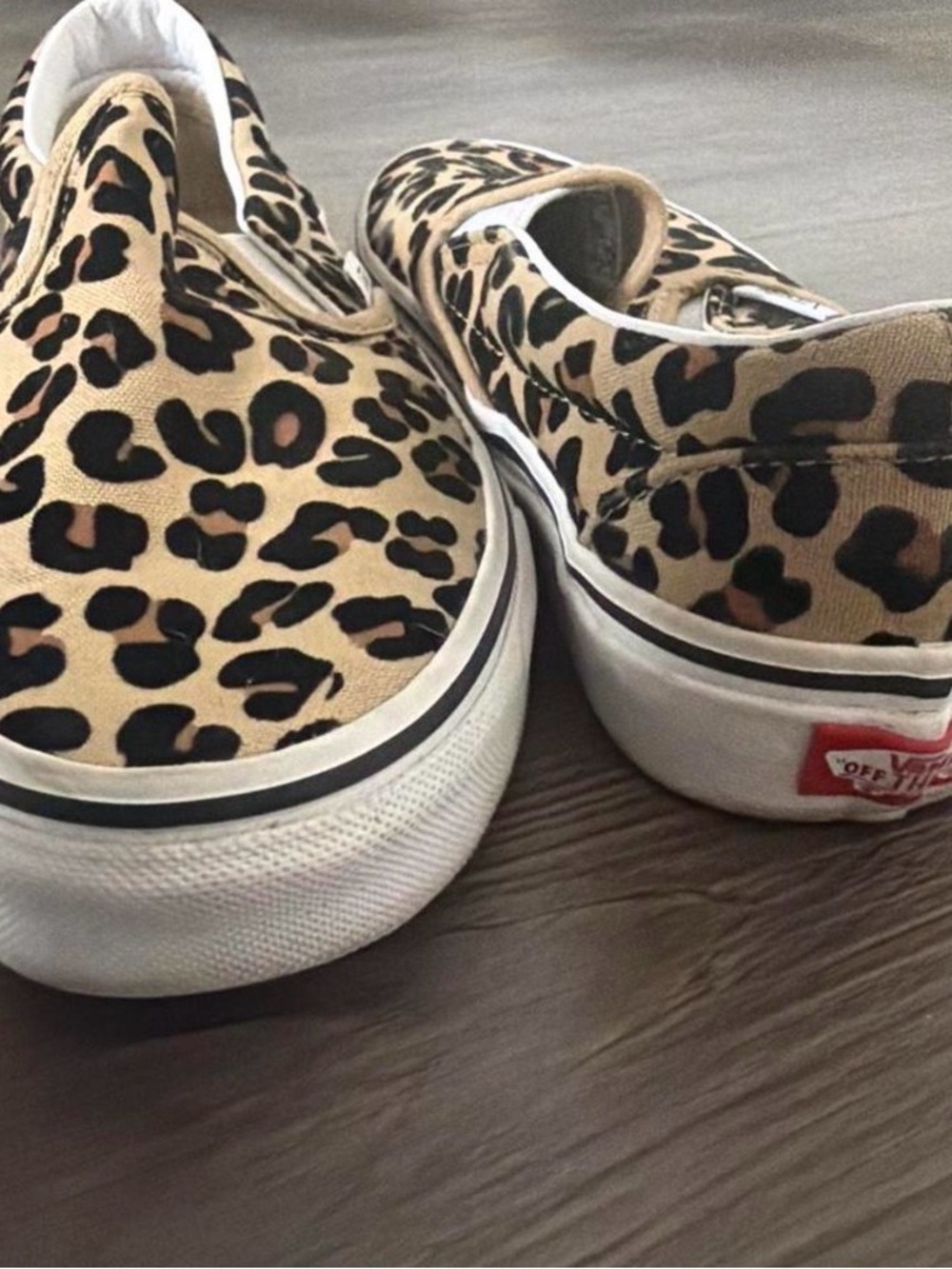 Vans Leopard Print Slip-On Sneakers - Tan & Black - Picture 2 of 3